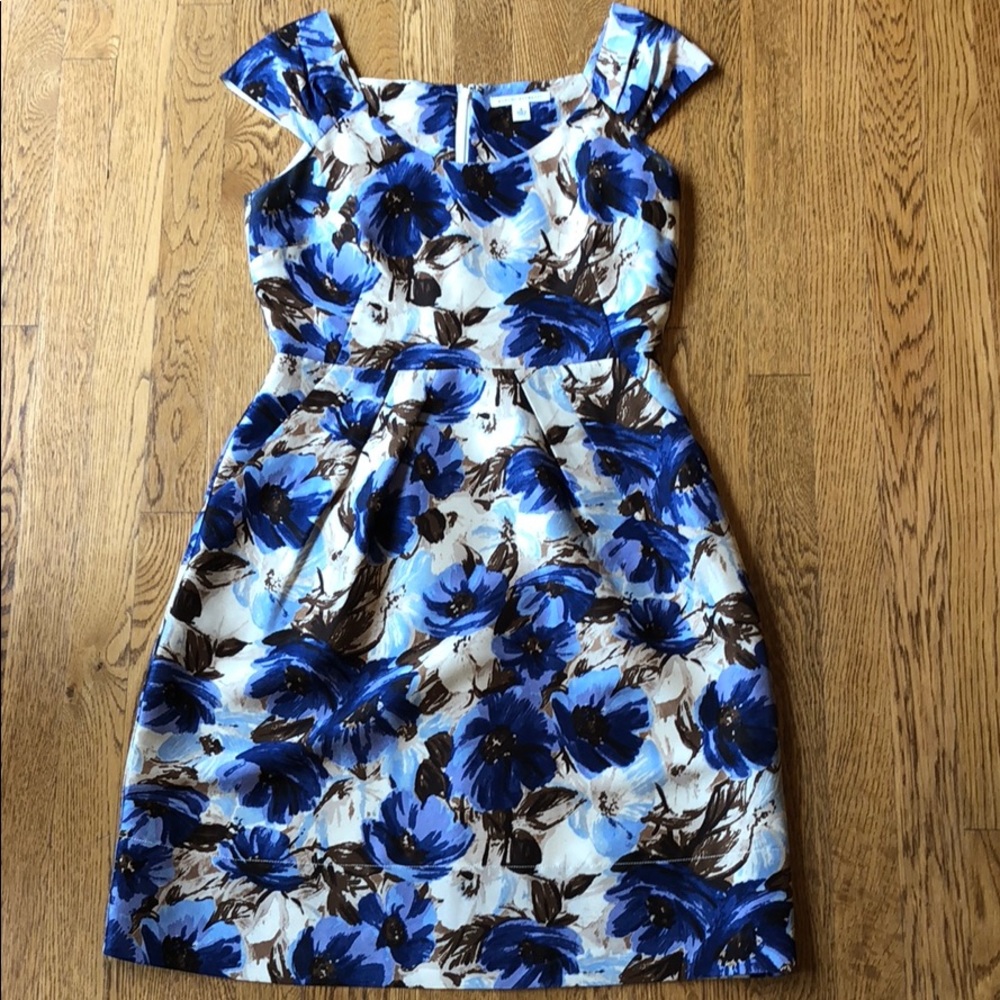 Blue Silk Floral Banana Republic Dress